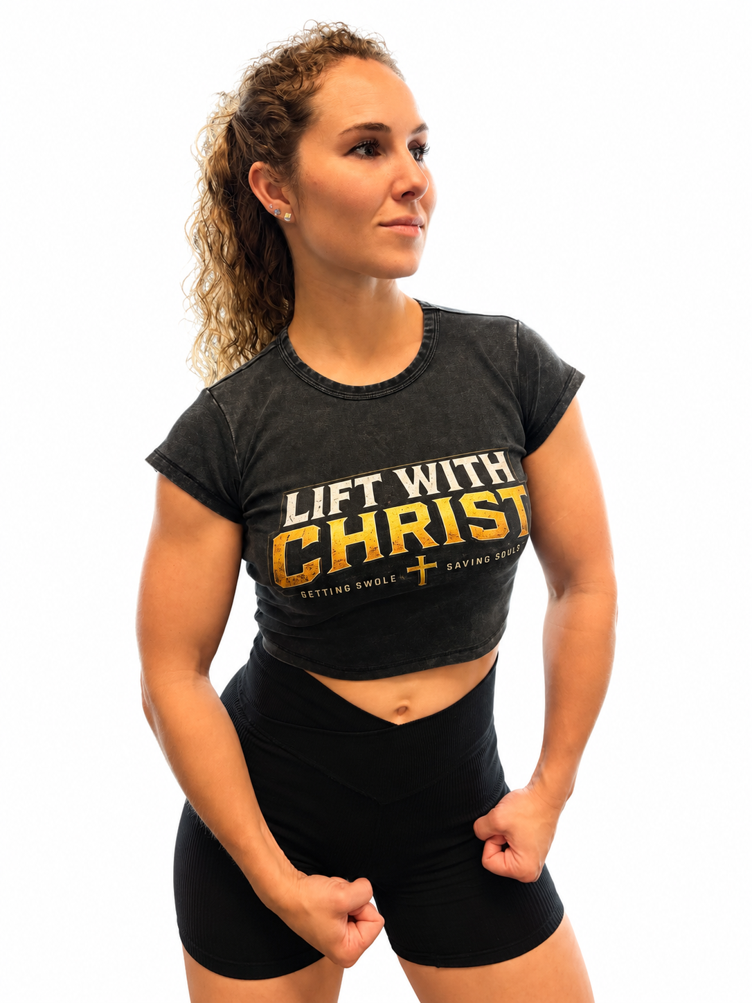 Women's Lift With Christ Snow Washed Crop Top