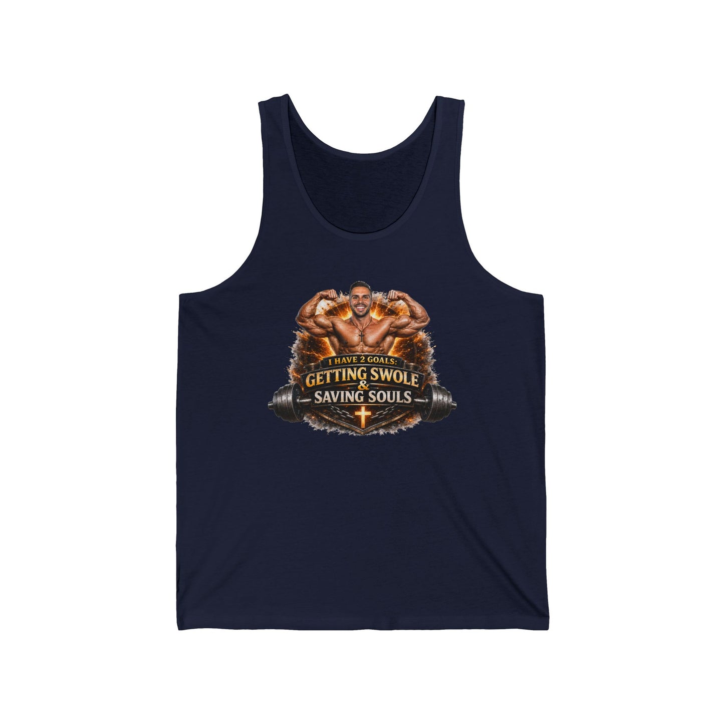 Christian Gym Tank Top — "Getting Swole Saving Souls" Muscle Faith Workout Tank