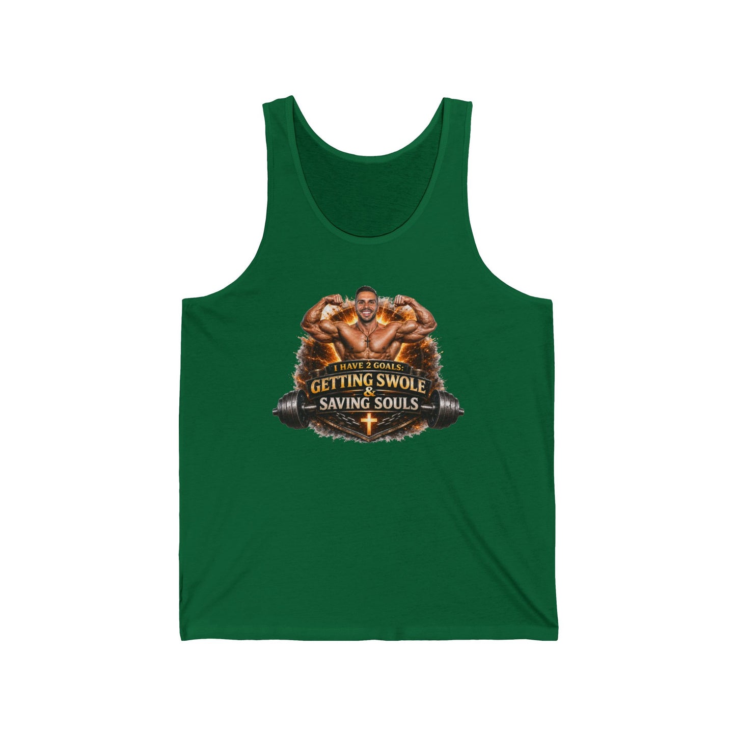 Christian Gym Tank Top — "Getting Swole Saving Souls" Muscle Faith Workout Tank