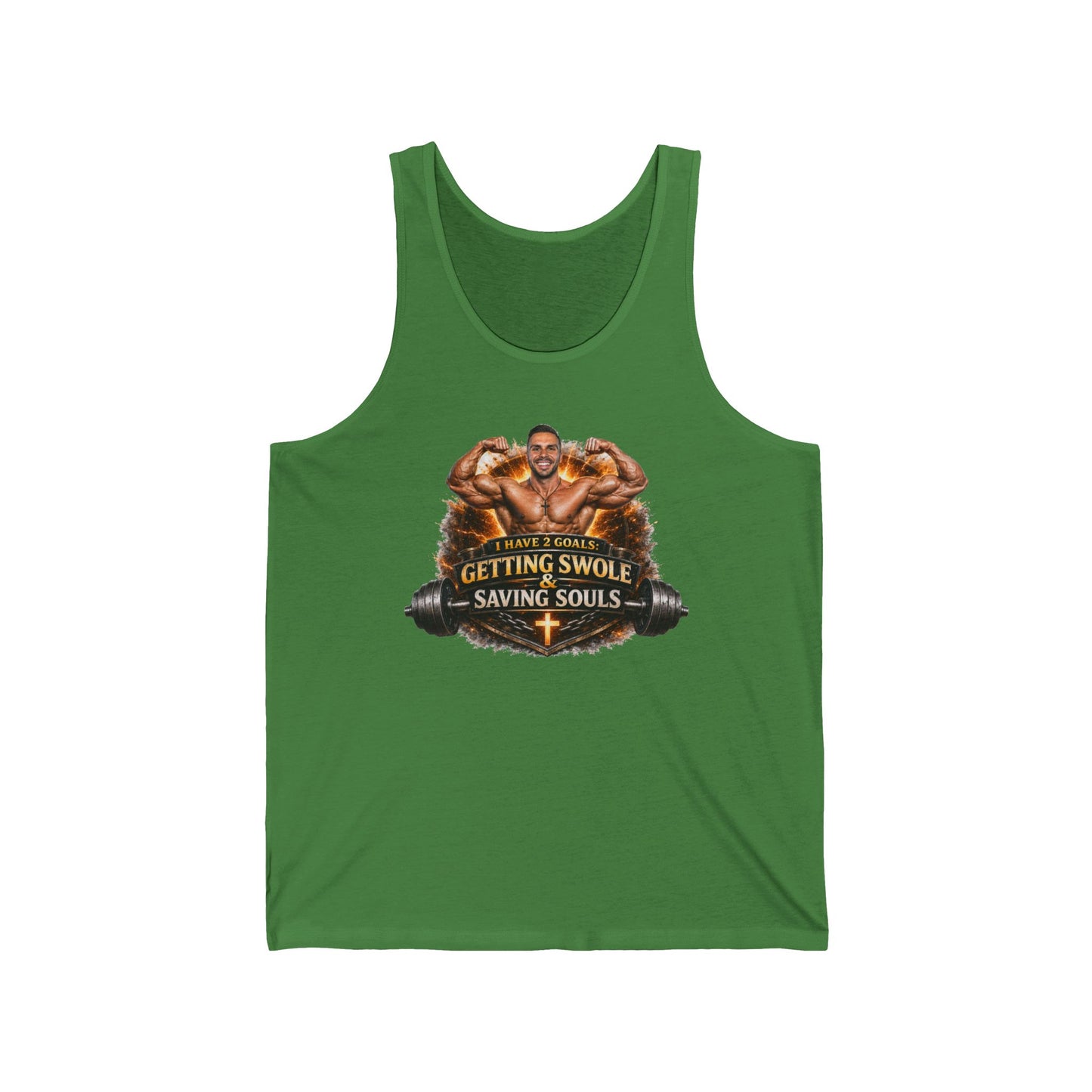 Christian Gym Tank Top — "Getting Swole Saving Souls" Muscle Faith Workout Tank