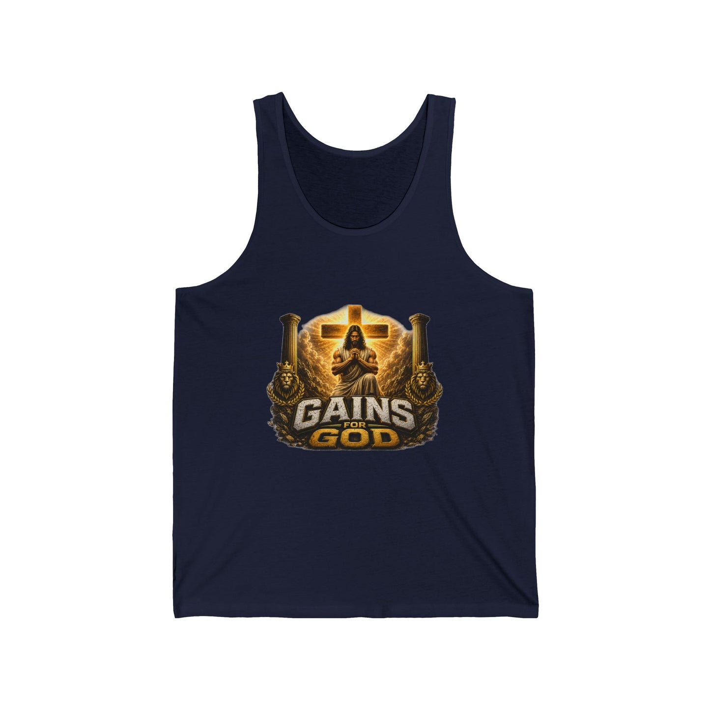 Gains God Tank Top — Bold Weightlifting Gym Shirt