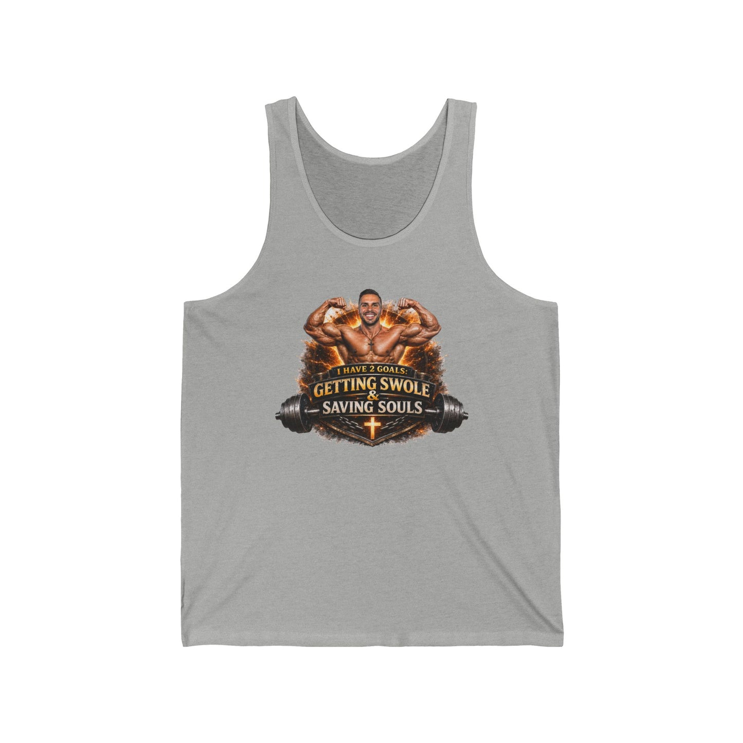 Christian Gym Tank Top — "Getting Swole Saving Souls" Muscle Faith Workout Tank
