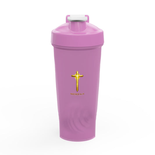 Christian Cross Protein Shaker Bottle – Gold Cross Fitness Shaker