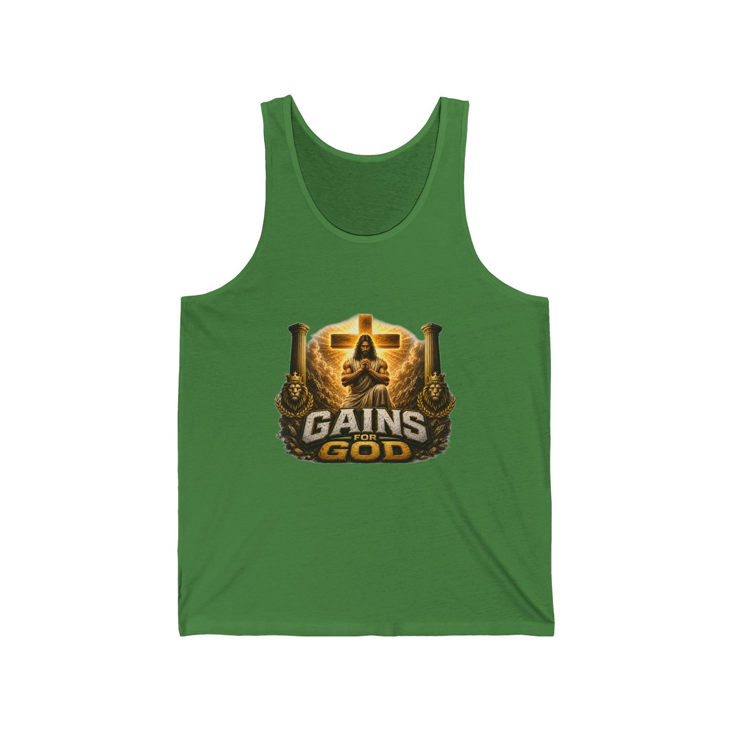 Gains God Tank Top — Bold Weightlifting Gym Shirt