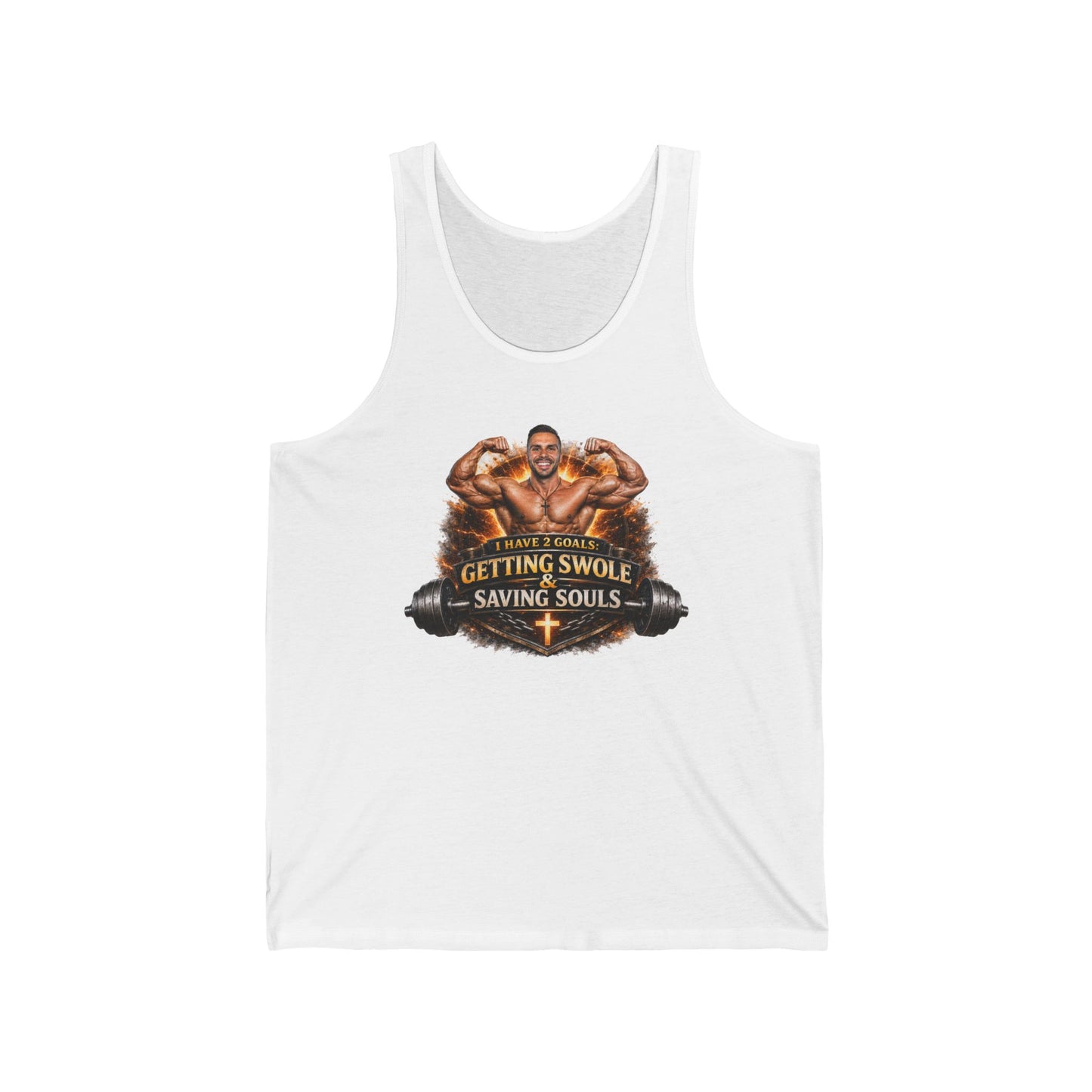 Christian Gym Tank Top — "Getting Swole Saving Souls" Muscle Faith Workout Tank