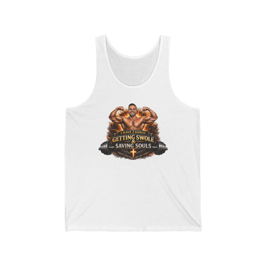Christian Gym Tank Top — "Getting Swole Saving Souls" Muscle Faith Workout Tank
