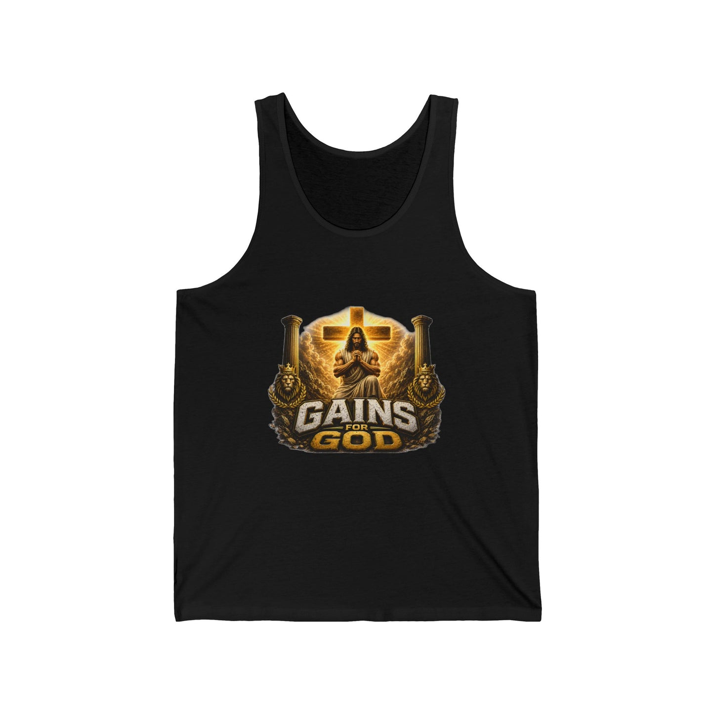Gains God Tank Top — Bold Weightlifting Gym Shirt