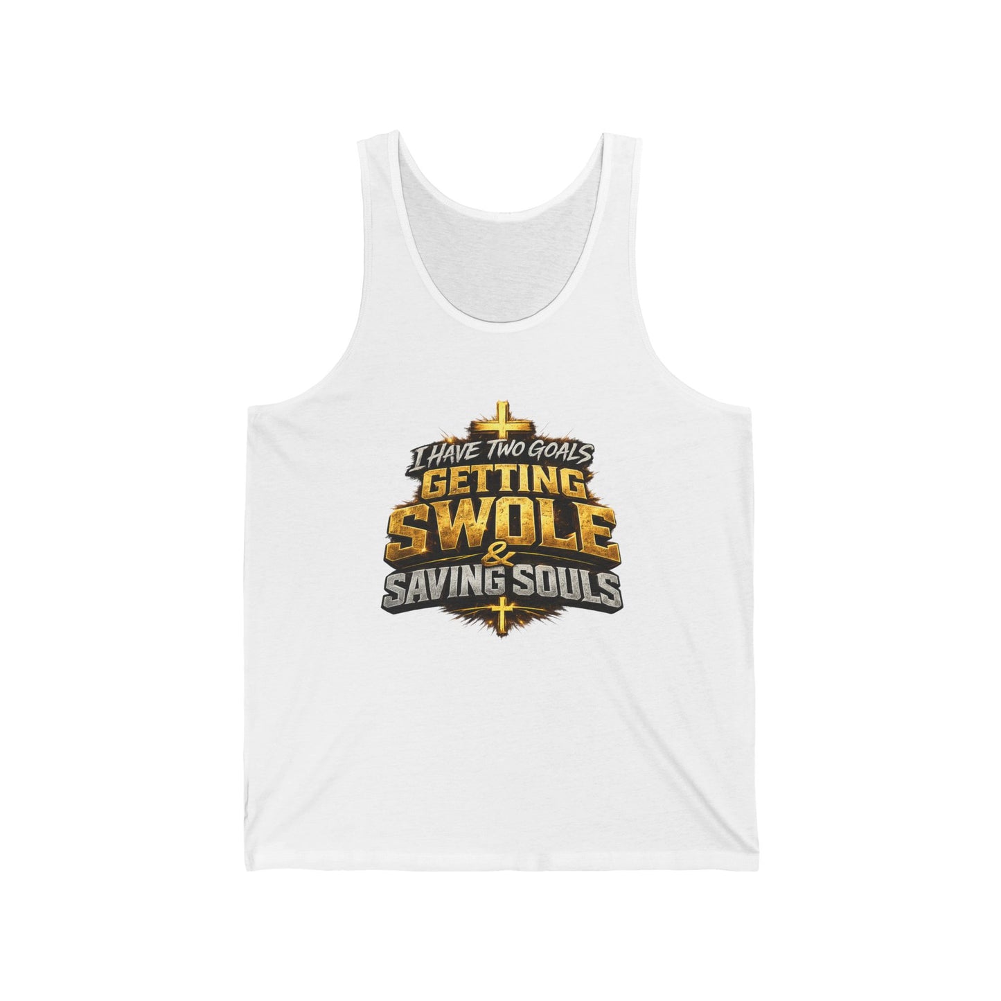 Christian Gym Tank Top — "Getting Swole & Saving Souls" Muscle Faith Workout Tank