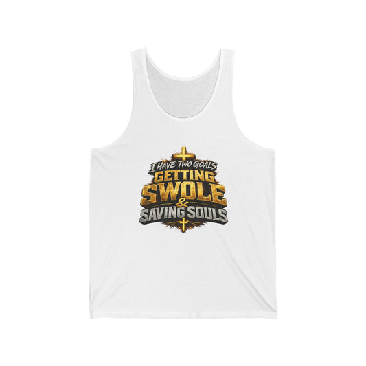 Christian Gym Tank Top — "Getting Swole & Saving Souls" Muscle Faith Workout Tank