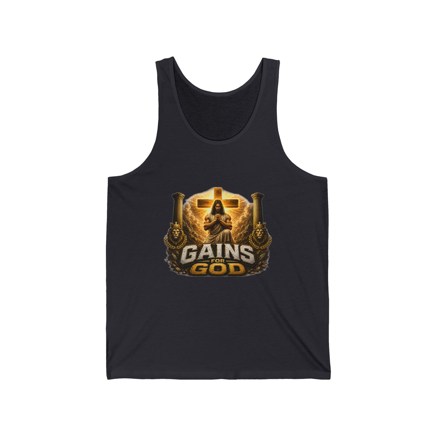 Gains God Tank Top — Bold Weightlifting Gym Shirt