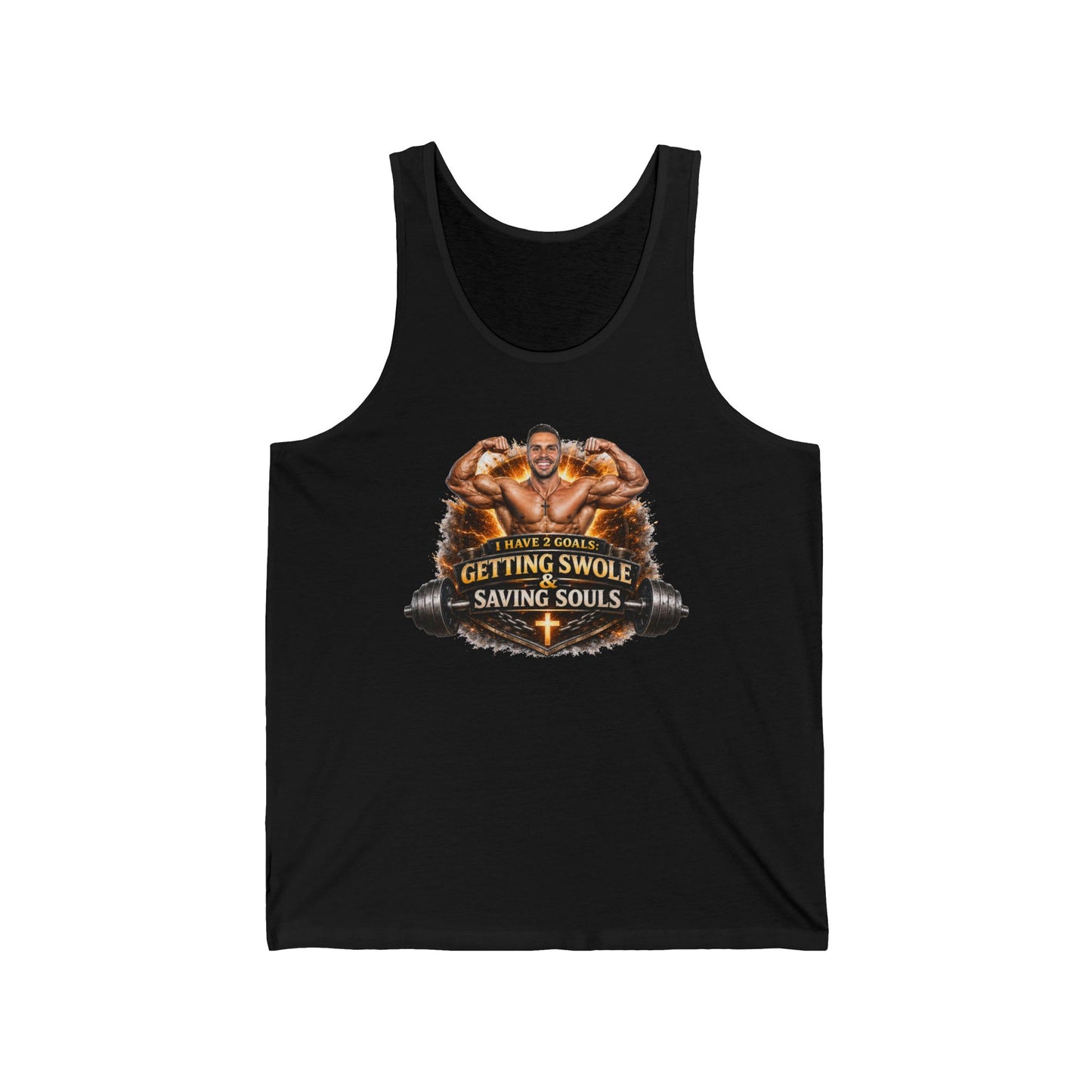 Christian Gym Tank Top — "Getting Swole Saving Souls" Muscle Faith Workout Tank