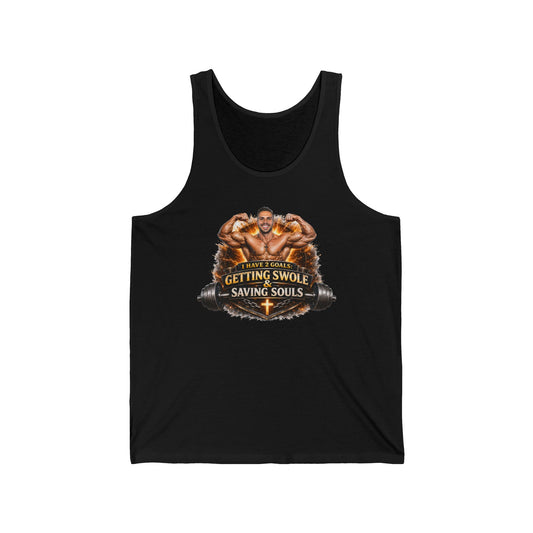 Christian Gym Tank Top — "Getting Swole Saving Souls" Muscle Faith Workout Tank