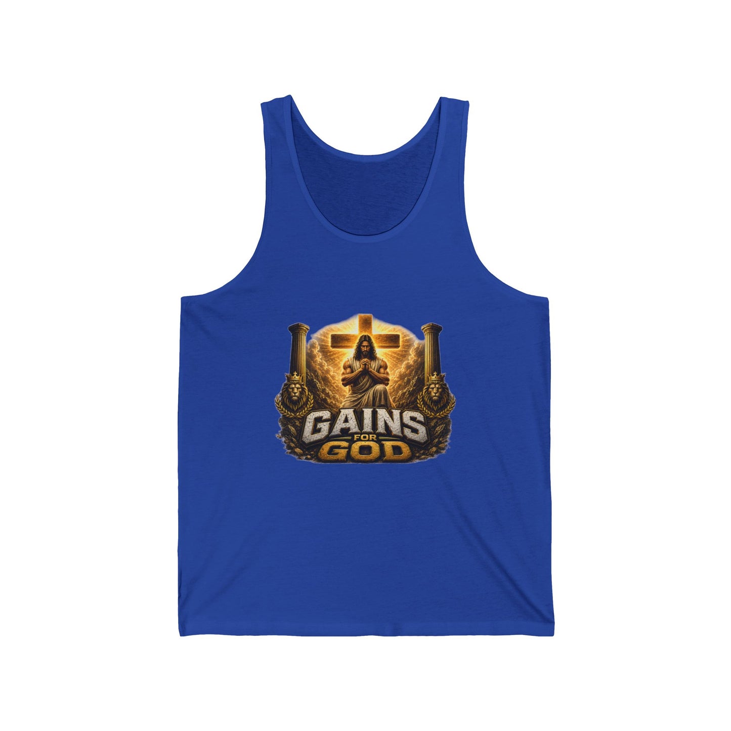 Gains God Tank Top — Bold Weightlifting Gym Shirt