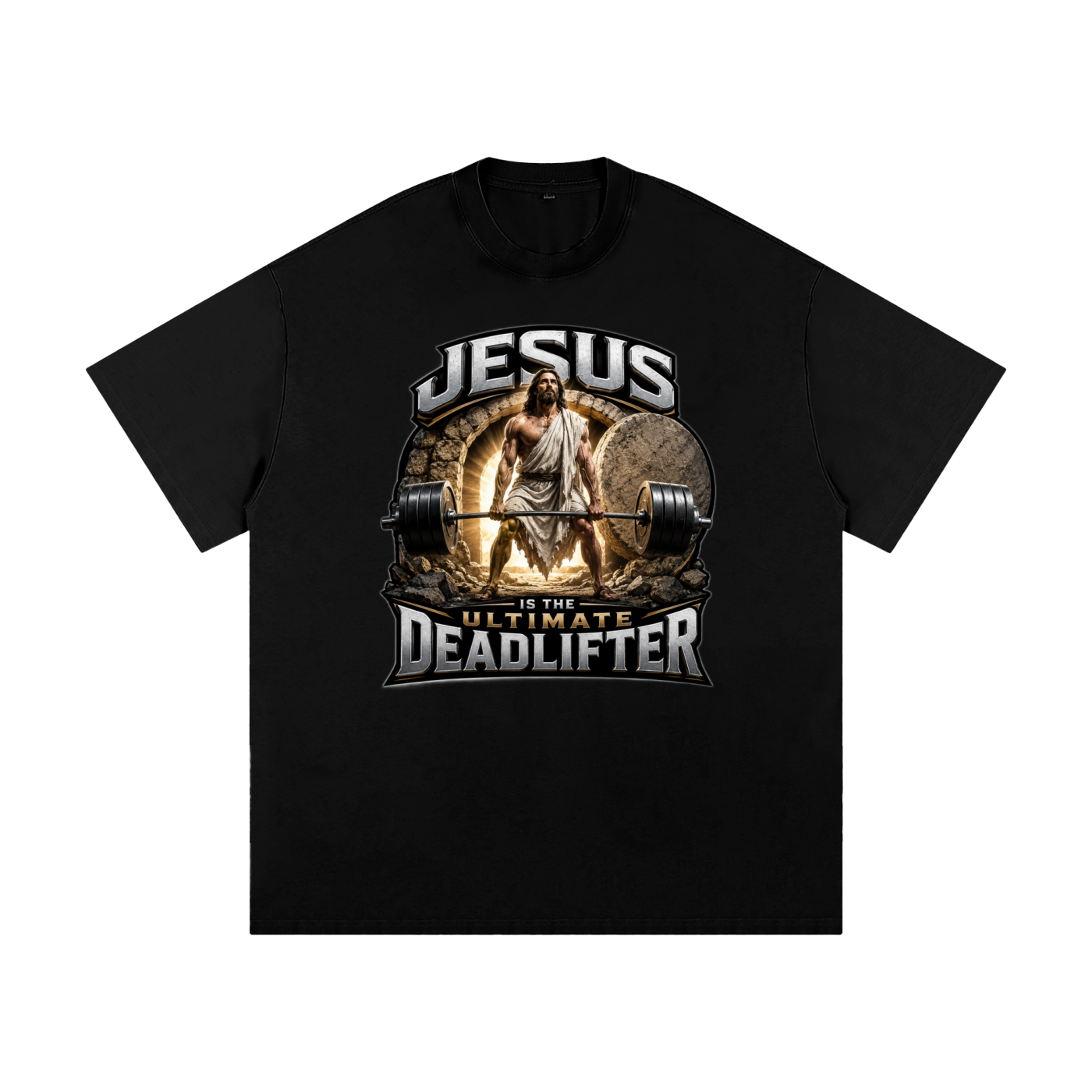 Jesus is the Ultimate Deadlifter Heavyweight Loose Fit T-Shirt