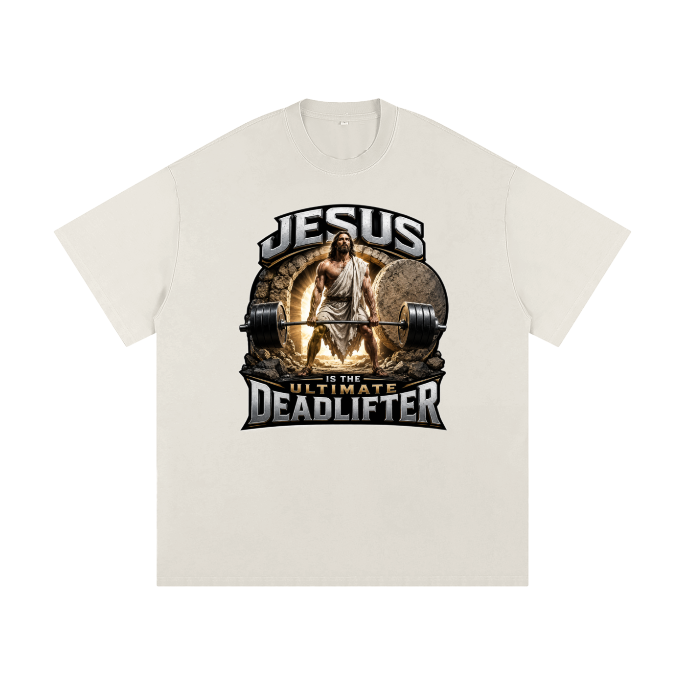 Jesus is the Ultimate Deadlifter Heavyweight Loose Fit T-Shirt