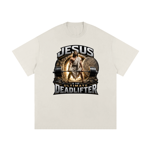 Jesus is the Ultimate Deadlifter Heavyweight Loose Fit T-Shirt