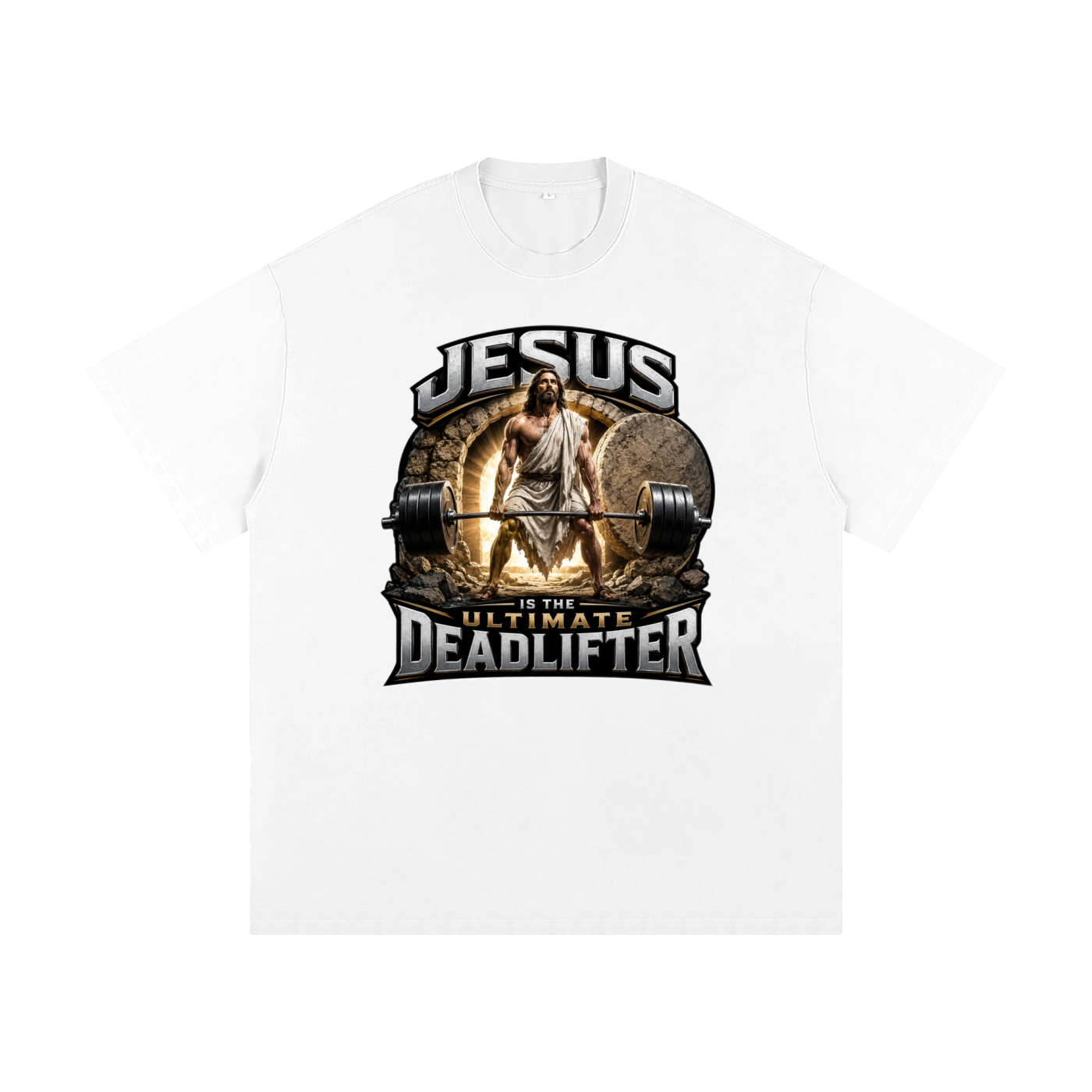 Jesus is the Ultimate Deadlifter Heavyweight Loose Fit T-Shirt