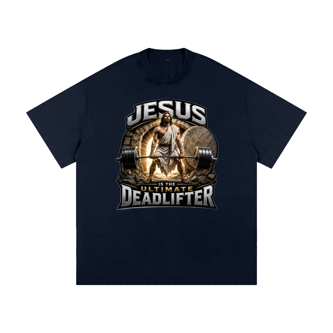 Jesus is the Ultimate Deadlifter Heavyweight Loose Fit T-Shirt