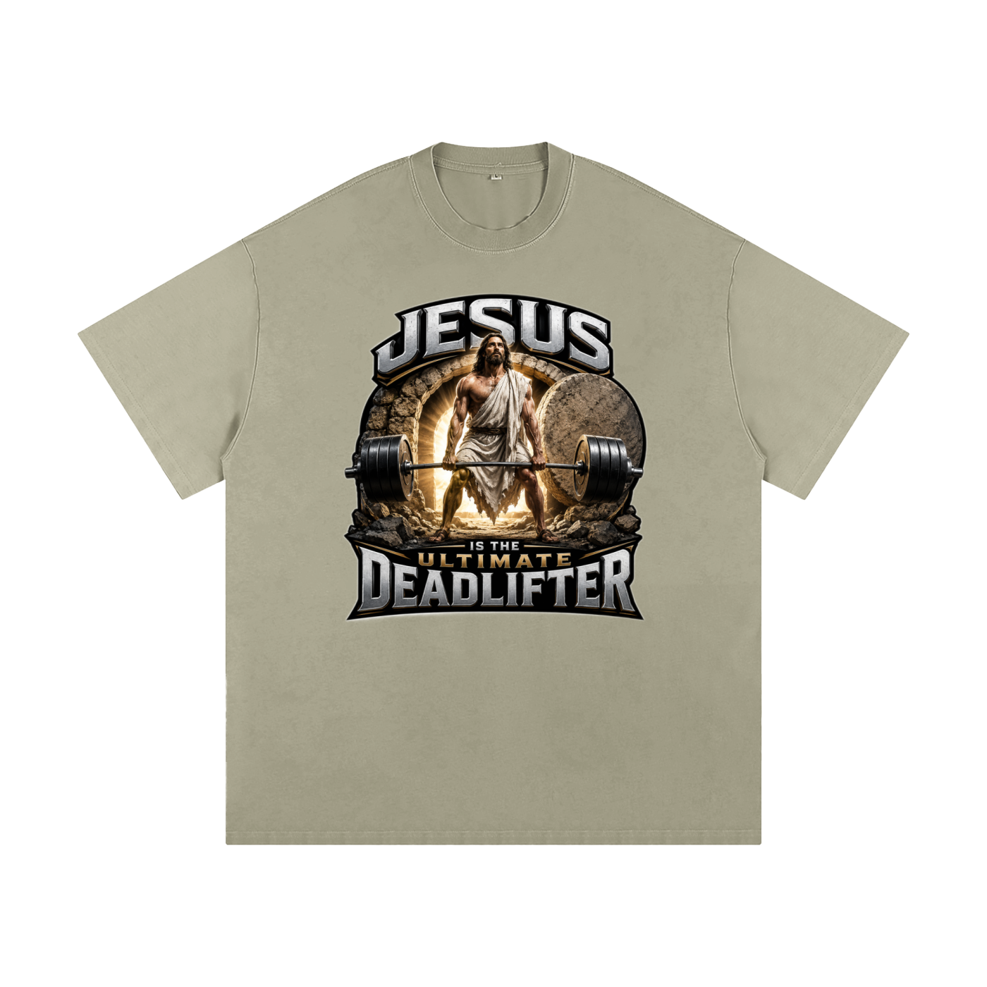 Jesus is the Ultimate Deadlifter Heavyweight Loose Fit T-Shirt