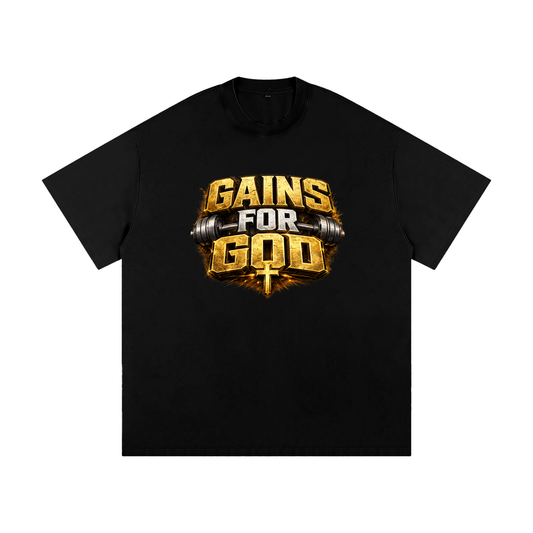Gains For God Heavyweight Loose Fit T-Shirt