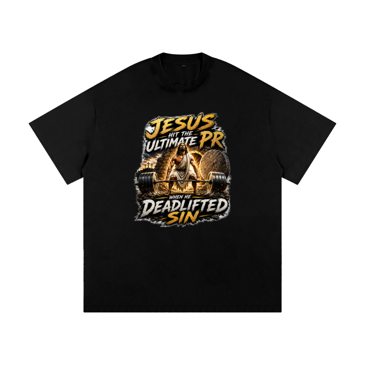 Jesus Deadlifted Sin Heavyweight Loose Fit T-Shirt