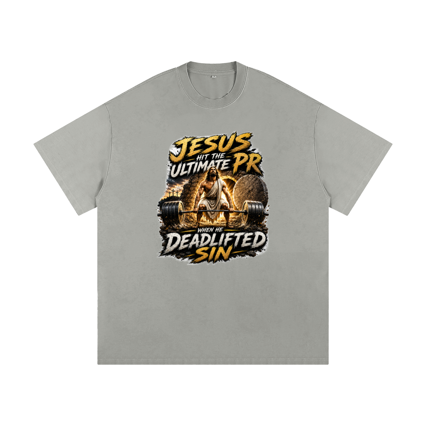Jesus Deadlifted Sin Heavyweight Loose Fit T-Shirt